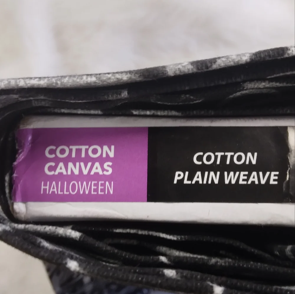 FABRIC Cotton Canvas Happy Hauntings Script, 100% Cotton 4 Yards